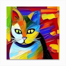 Colorful Cat Painting 1 Canvas Print