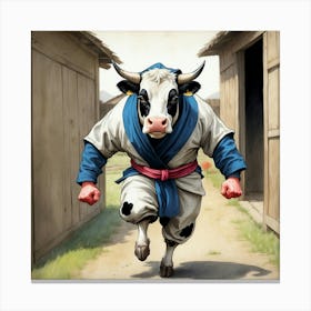 Karate Cow Canvas Print