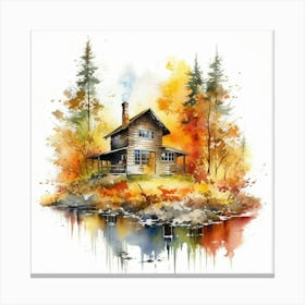 Watercolor Autumn House 4 Canvas Print