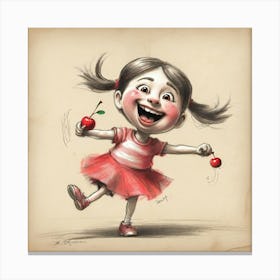 Little Girl With Cherries 2 Canvas Print