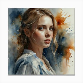 Default A Beautiful Girl Painted In Watercolor 1 Canvas Print