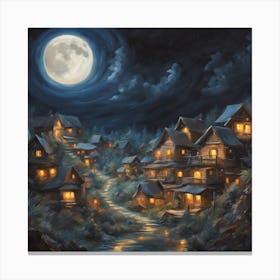 822673 Oil Paint Night Giant Moon Village Xl 1024 V1 0 Canvas Print