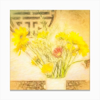 Flowers Of The Orient Square Canvas Print