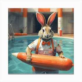 Rabbit In The Pool 2 Canvas Print