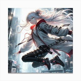 Anime Girl In A City Canvas Print