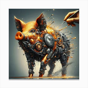 Pig With Gears Canvas Print