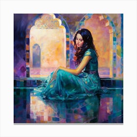 Moroccan Girl In Blue Dress Canvas Print