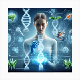 Woman Holding Dna Canvas Print