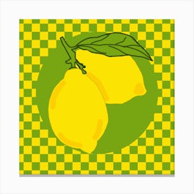 Lemons On A Checkered Background Canvas Print