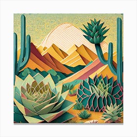 Firefly Beautiful Modern Abstract Succulent Landscape And Desert Flowers With A Cinematic Mountain V (4) Canvas Print
