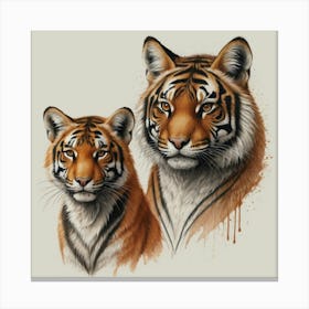 Tiger And Cub Canvas Print