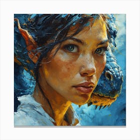 Girl With A Dragon Canvas Print