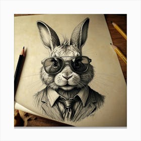 Rabbit In Glasses 1 Canvas Print