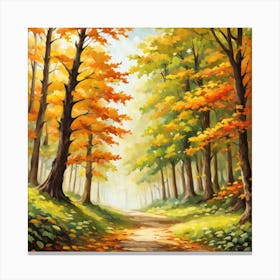 Forest In Autumn In Minimalist Style Square Composition 170 Canvas Print