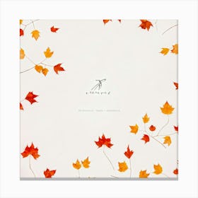 Autumn Artwork Showcasing Minimalist Design Featuring An Inventive Spread Of Leaves And Berries Sca (3) Canvas Print