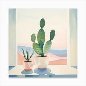 Cacti By A Sunny Window Canvas Print