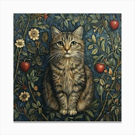 Cat In Apple Tree Art Canvas Print