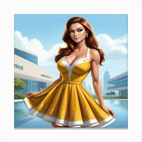 Girl In A Yellow Dress Canvas Print