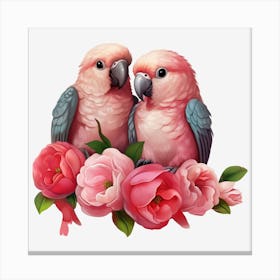 Pink Parrots Canvas Print