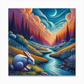 Rabbit In The Forest 3 Canvas Print