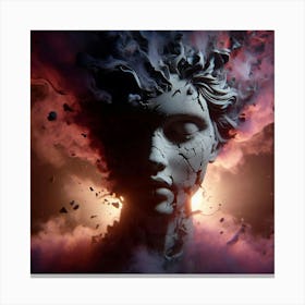 Woman With A Head Full Of Smoke Canvas Print