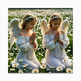 Angels In A Field Daisies Canvas Print