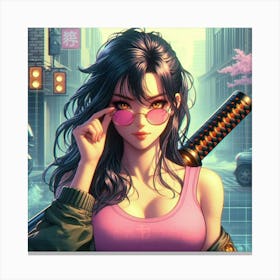Anime Girl Holding A Sword 1 Canvas Print