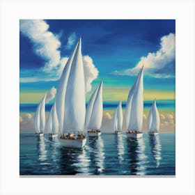 Tranquil Horizons Sailboats On A Serene Seascape (1) Canvas Print