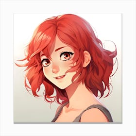 Anime Girl With Red Hair 3 Canvas Print