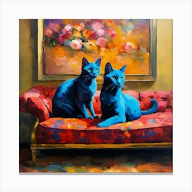Pair of Blue cats 1 Canvas Print