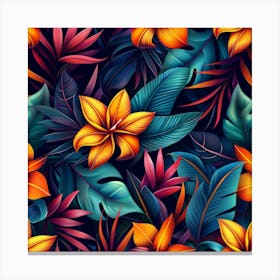Tropical Floral Seamless Pattern Canvas Print