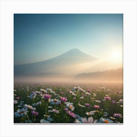 Sunrise In A Flower Field Canvas Print