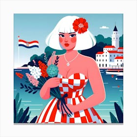 Croatian Girl with Dress and White Hair Canvas Print