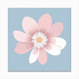 A White And Pink Flower In Minimalist Style Square Composition 333 Canvas Print