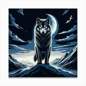 Wolf Mountain Moonlight Canvas Print