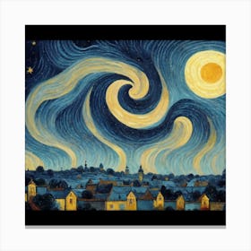 The Starry Night, Vincent Van Gogh Art Print 3 Canvas Print