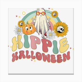 Hippie Halloween Spooky Season Cute Ghost 70s Halloween Canvas Print