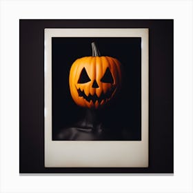 Halloween Pumpkin Selfie Polaroid Frame Canvas Print