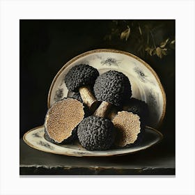 Black Truffles On A Plate Canvas Print