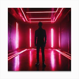 Man In A Neon Tunnel Canvas Print