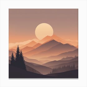 Misty mountains background in orange tone 50 Canvas Print