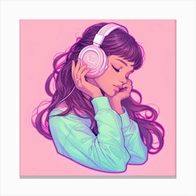 Girl With Headphones 2 Canvas Print