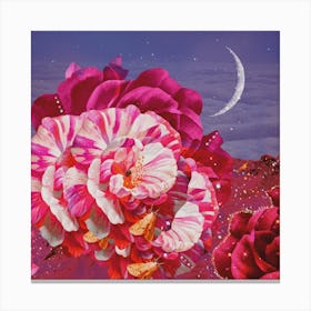 Dreamy Peony Sparkly Collage Square Canvas Print