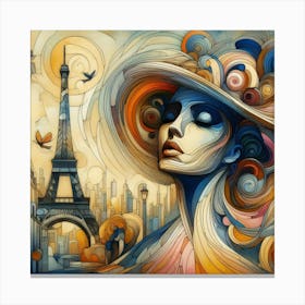 Abstract Art French woman in Paris Canvas Print