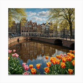 Amsterdam Spring Tulips Canvas Print