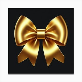 Golden Bow On Black Background Canvas Print