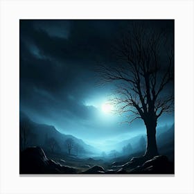 Dark Night In The Forest Canvas Print