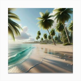 Palm Trees On The Beach 1 Canvas Print