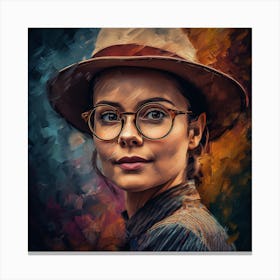 Portrait Of A Woman With Glasses 1 Canvas Print