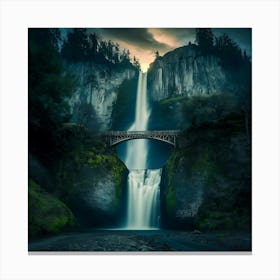 Multnomah Falls at sunset. Just one of many large waterfalls along the Columbia Gorge in Washington and Oregon (28) Canvas Print